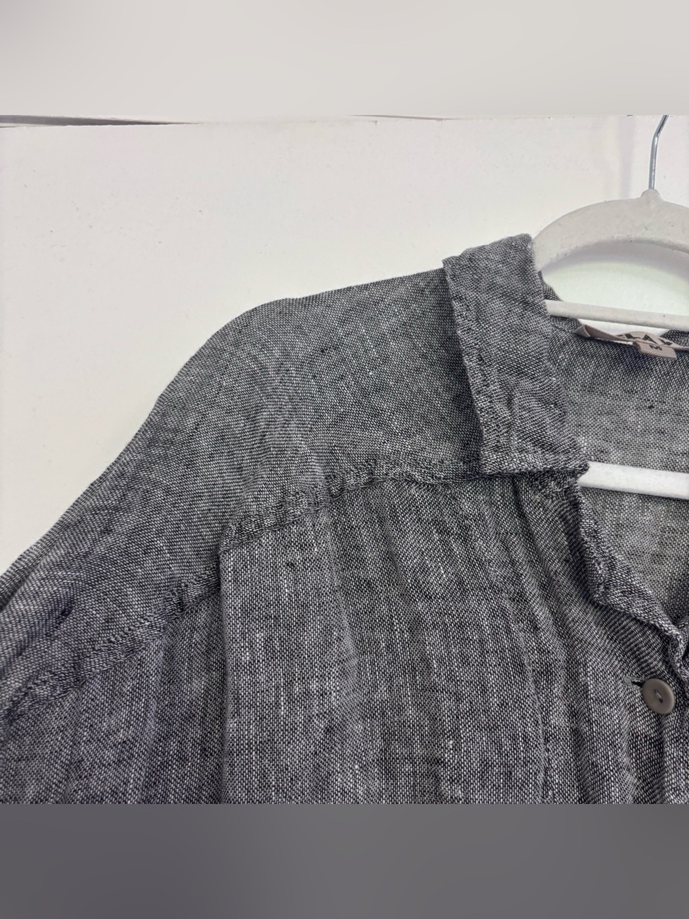 Flax grey linen button up collared shirt - Picture 6 of 8